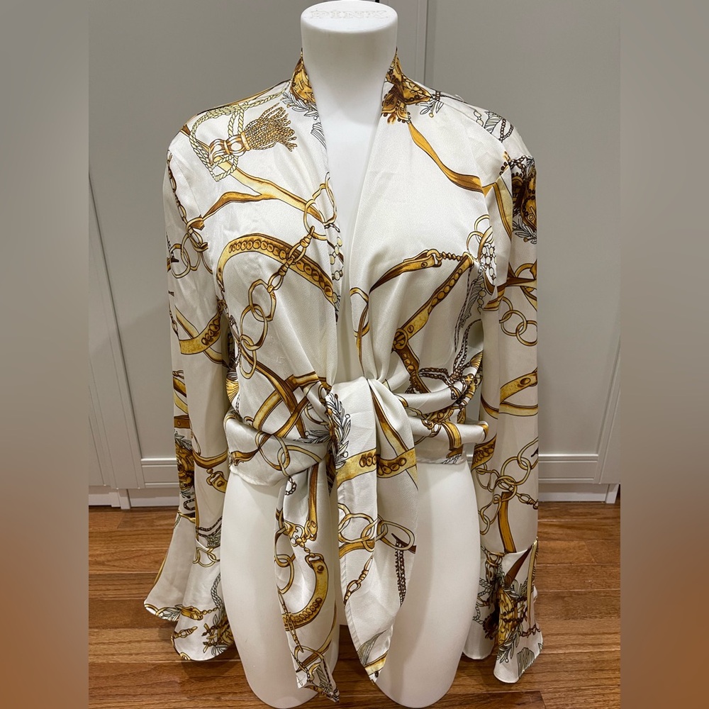 Missguided Elegant Cream and Gold Blouse